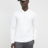 Vit slim fit-polotröja med struktur