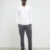 Vit slim fit-polotröja med struktur