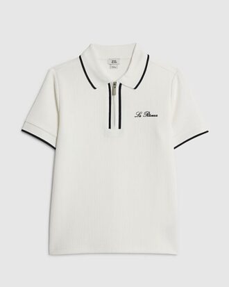 Vit slim fit-polotröja med struktur för pojkar Vit slim fit-polotröja med struktur för pojkar