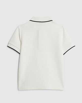 Vit slim fit-polotröja med struktur för pojkar Vit slim fit-polotröja med struktur för pojkar