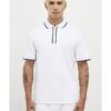 Vit slim fit-polotröja med textur och dragkedja