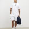 Vit slim fit-polotröja med textur och dragkedja