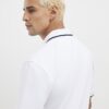 Vit slim fit-polotröja med textur och dragkedja