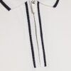 Vit slim fit-polotröja med textur och dragkedja