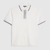 Vit slim fit-polotröja med textur och dragkedja