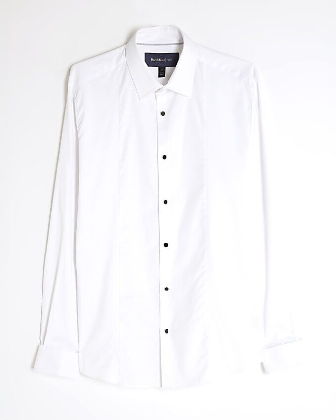Vit slim fit-skjorta i piké Vit slim fit-skjorta i piké