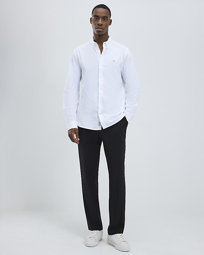 Vit slim fit-skjorta i tvättad stil
