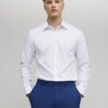 Vit slim fit-skjorta med kontrastkant