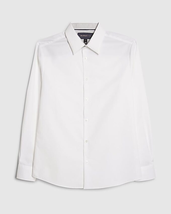 Vit slim fit-skjorta med kontrastkant