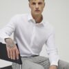 Vit slim fit-skjorta med långa ärmar