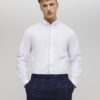 Vit slim fit-skjorta med rutig kant