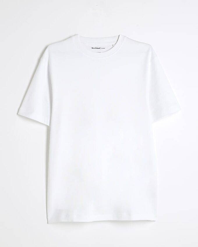 Vit slim fit-T-shirt med korta ärmar Vit slim fit-T-shirt med korta ärmar