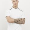Vit slim fit-T-shirt med piping
