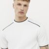 Vit slim fit-T-shirt med piping