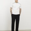 Vit slim fit-T-shirt med piping