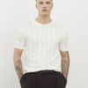 Vit slim fit-T-shirt med ribbade kanter