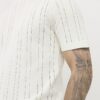Vit slim fit-T-shirt med ribbade kanter