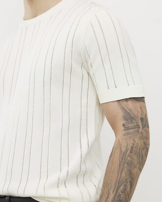 Vit slim fit-T-shirt med ribbade kanter
