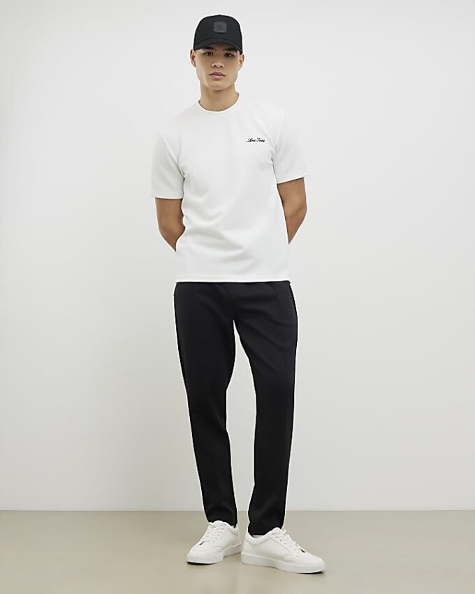 Vit slim fit-T-shirt med struktur från Ame Saint
