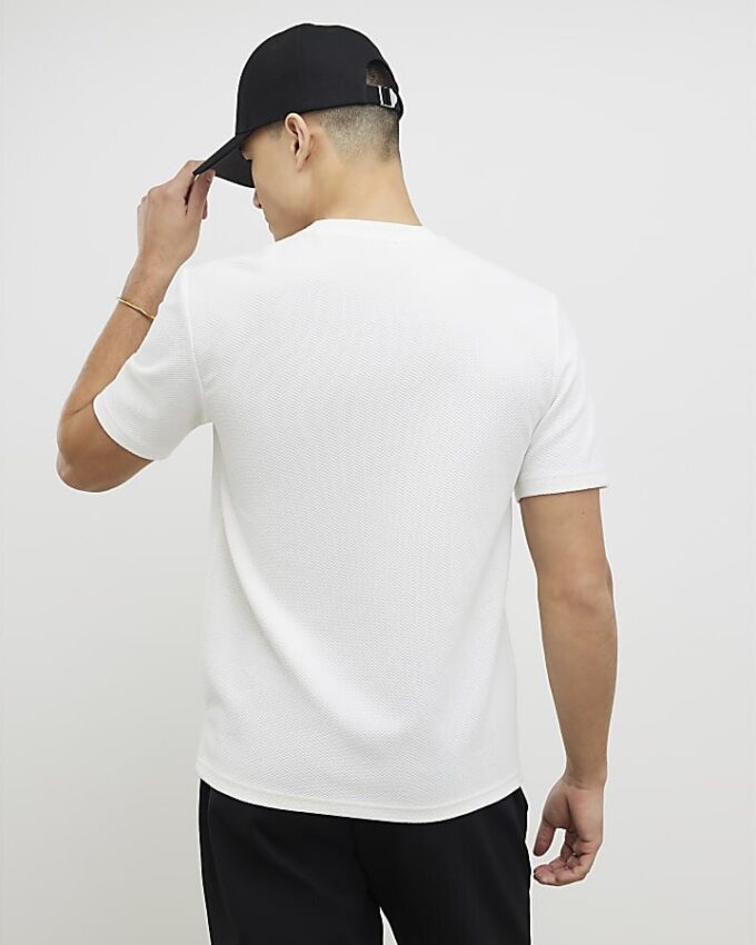 Vit slim fit-T-shirt med struktur från Ame Saint