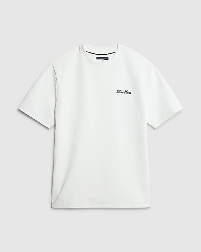 Vit slim fit-T-shirt med struktur från Ame Saint