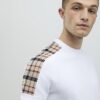 Vit slim fit-tröja i rutig stickad trikå