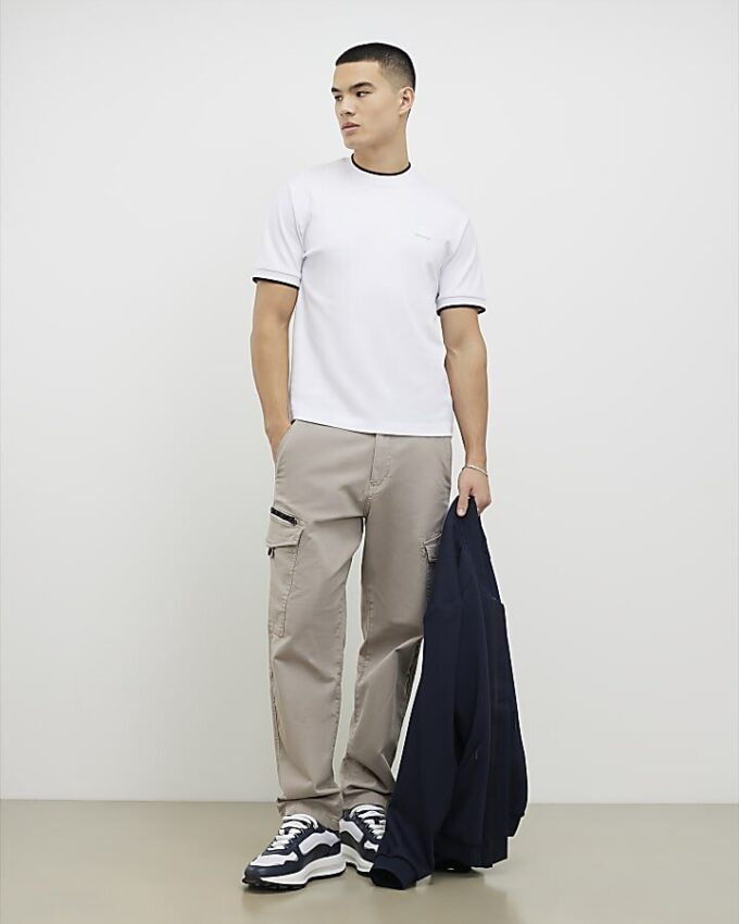 Vit slim fit-tröja med MCMXII-märke
