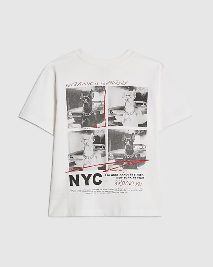 Vit T-shirt med hundmotiv för pojkar