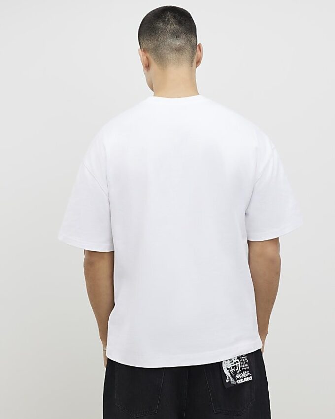 Vit T-shirt med hundtryck