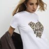Vit T-shirt med leopardhjärta och Feel Good-folie