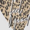 Vit T-shirt med leopardhjärta och Feel Good-folie