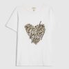 Vit T-shirt med leopardhjärta och Feel Good-folie