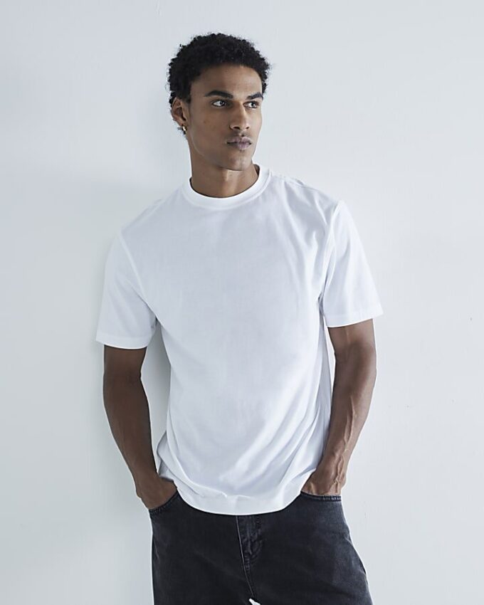 Vit T-shirt med normal passform, 3-pack