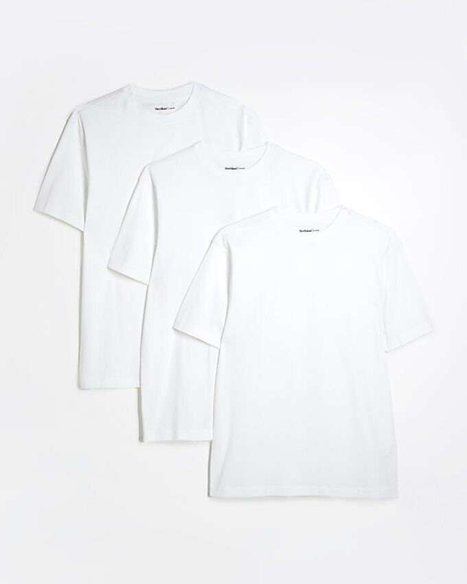 Vit T-shirt med normal passform, 3-pack