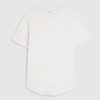 Vit T-shirt med normal passform och rundad fåll