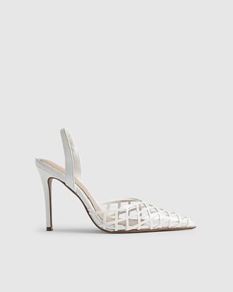 Vita perspex-klackar med slingback Vita perspex-klackar med slingback
