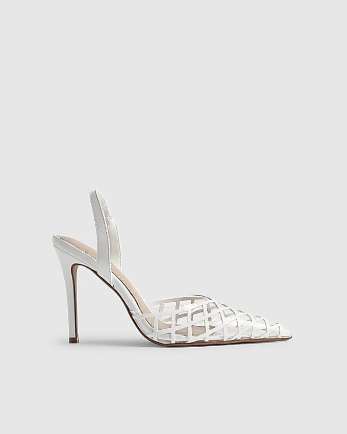 Vita perspex-klackar med slingback