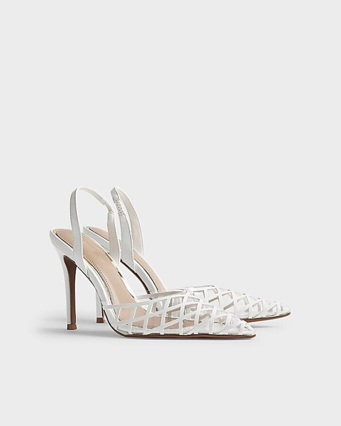 Vita perspex-klackar med slingback