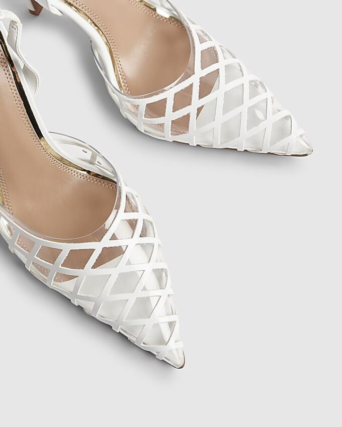 Vita perspex-klackar med slingback