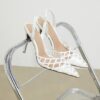 Vita perspex-klackar med slingback