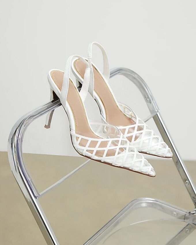 Vita perspex-klackar med slingback