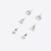 Vita örhängen med strass, 3-pack