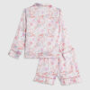 Vita satinpyjamasbyxor med hjärtmönster för flickor Vita satinpyjamasbyxor med hjärtmönster för flickor